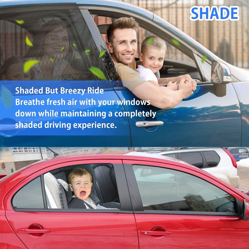 PEMOTech Car Window Shades(2 Pack)-Side Window Sun Shades, UV Protection Breathable Spandex Baby Window Covers, Universal Fit Most of Cars, Protect Privacy for Family (31.5" x47.2) Black - Image 4